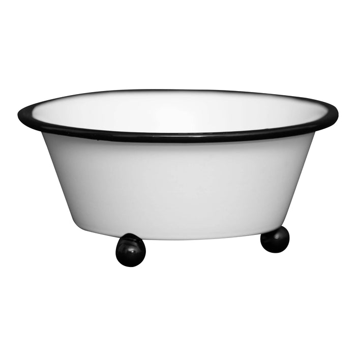 Foreside Home & Garden - Beckett White Metal Black Rim Ball Feet Jewelry Trinket Dish
