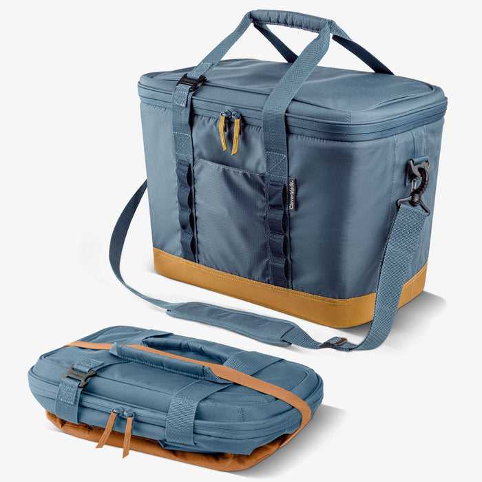 CleverMade - Pacifica Collapsible Cooler: Charcoal/Cognac / 30 Can