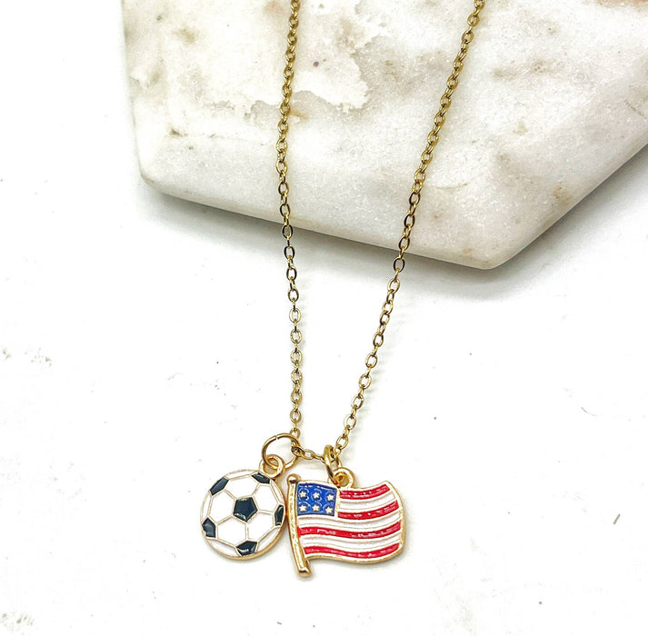 Baubles by B - World Cup Fifa Soccer America USA Futbol Charm Necklace