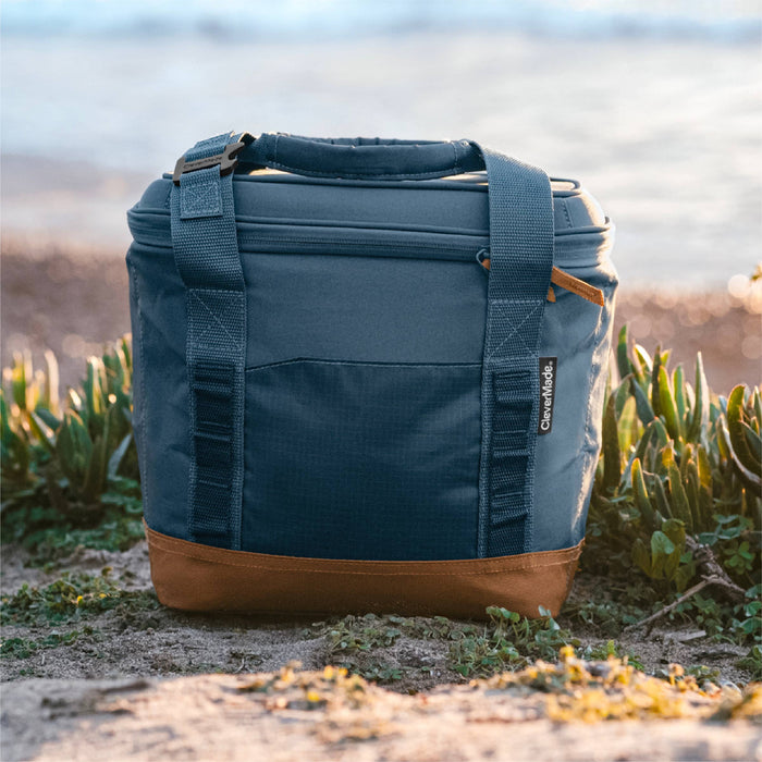 CleverMade - Pacifica Collapsible Cooler: Charcoal/Cognac / 30 Can