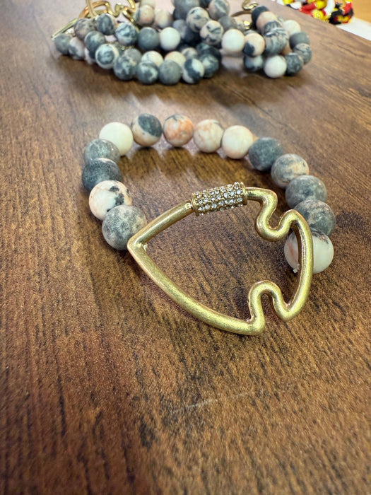 Paco Designs - NEW! Bling Arrowhead Chunky Stone Stretch Bracelet: Picture Jasper