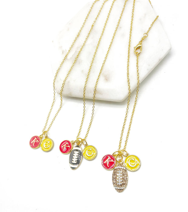 Baubles by B - Rhinestone KC Football Charm Chiefs Kansas City Necklace  : 24 inches