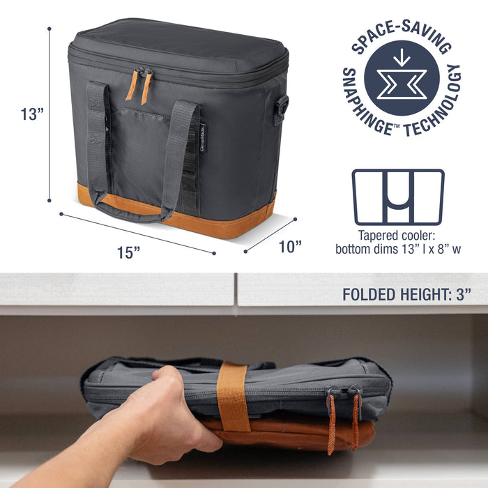 CleverMade - Pacifica Collapsible Cooler: Charcoal/Cognac / 50 Can