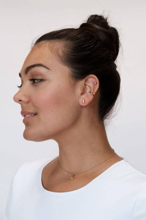 Nickel and Suede - Gold Bar Studs: One Size