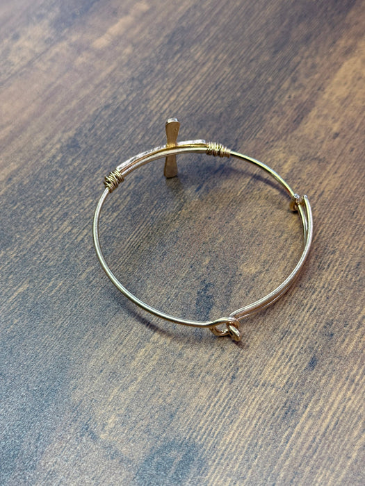 Paco Designs - Gold Wire Wrapped Cross Bangle Bracelet