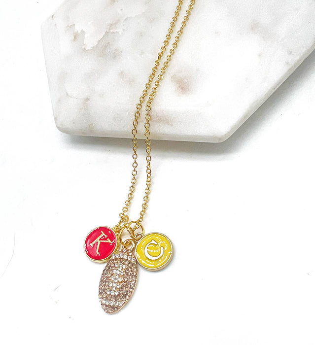 Baubles by B - Rhinestone KC Football Charm Chiefs Kansas City Necklace  : 24 inches