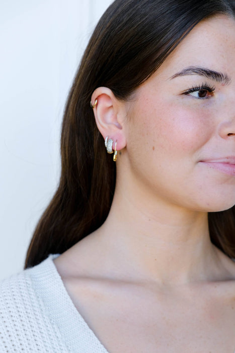 Nickel and Suede - Safety Pin Threader Earrings: Gold