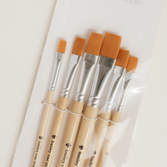Bailey Rae Studio - Flat Tip Watercolor Brush Set -- 6 piece