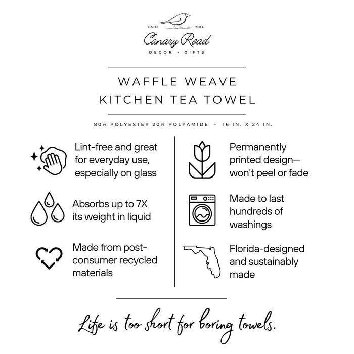 Canary Road -  Blue Pumpkin Chinoiserie Fall Coastal Kitchen Towel Waffle