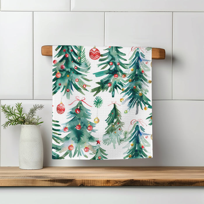 Canary Road - Christmas Tree Kitchen Tea Towel Waffle Holiday Decor Gift: Transparent Cellophane Sleeve