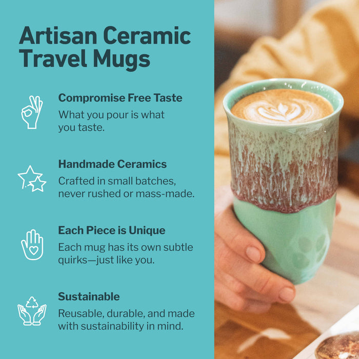Nova Ceramics Travel Mugs - Nebula Ceramic Travel Mug – 16oz with Lid & Sleeve