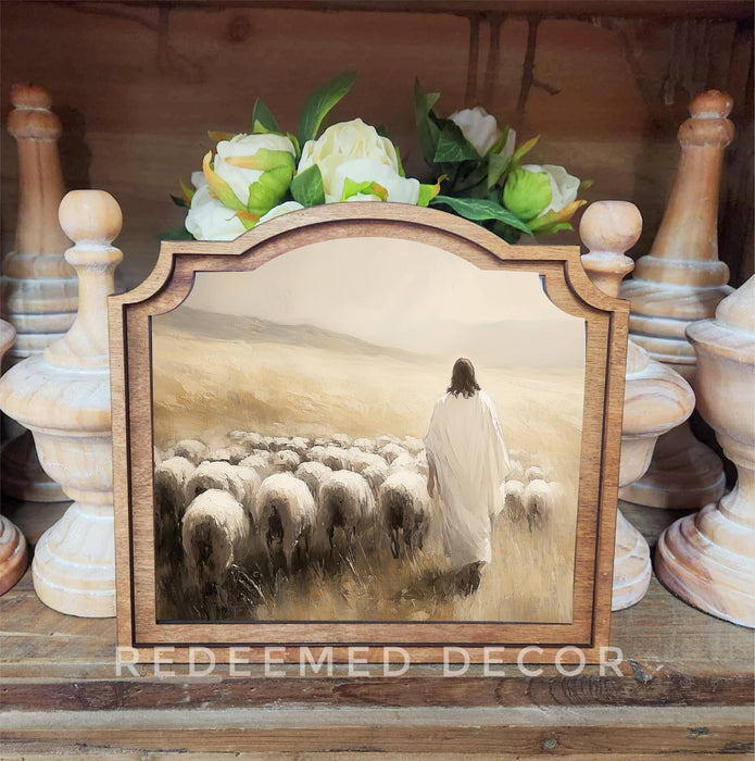 Redeemed Decor - Provincial Jesus Sheep Framed Art