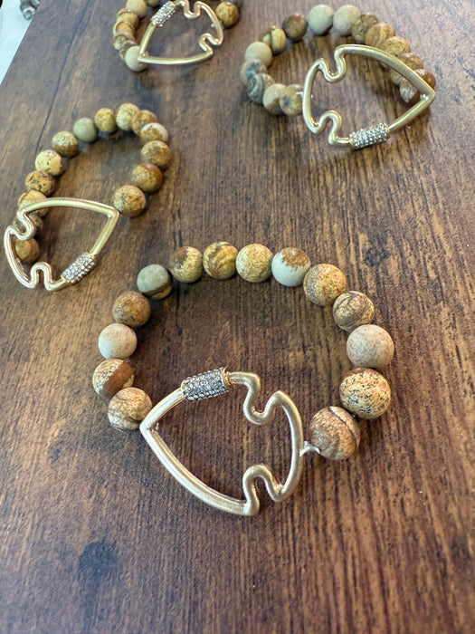 Paco Designs - NEW! Bling Arrowhead Chunky Stone Stretch Bracelet: Map Jasper
