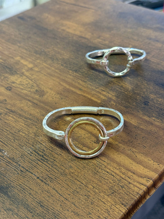 Paco Designs - Two Tone Hammered Full Circle Cuff: Gold