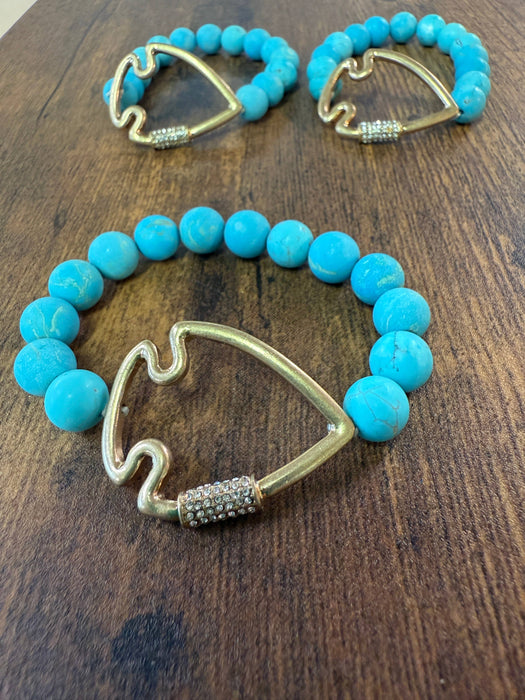 Paco Designs - NEW! Bling Arrowhead Chunky Stone Stretch Bracelet: Picture Jasper