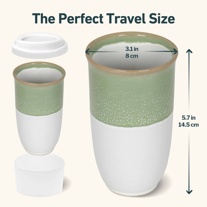Nova Ceramics Travel Mugs - Sage Green Ceramic Travel Mug – 16oz Reusable Cup