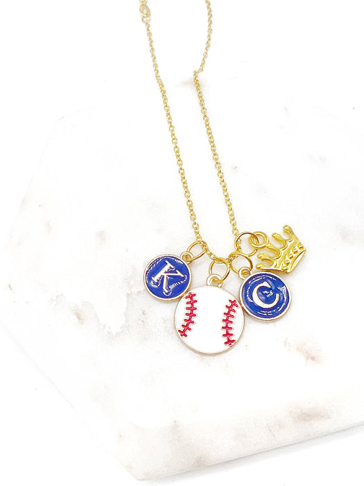 Baubles by B - KC Kansas City Royals Baseball Crown Charm Necklace Enamel