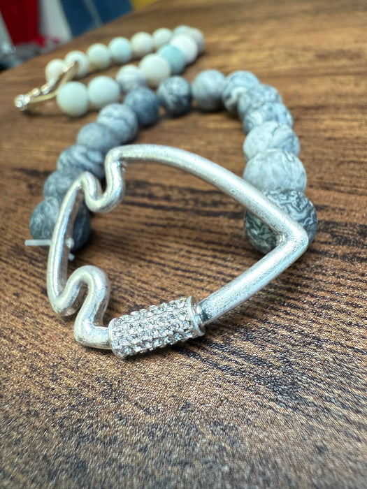 Paco Designs - NEW! Bling Arrowhead Chunky Stone Stretch Bracelet: Map Jasper