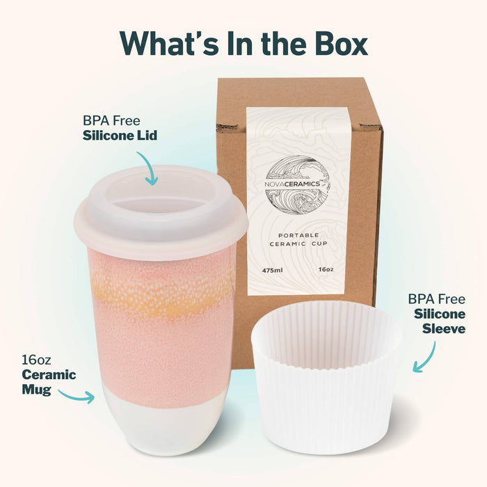 Nova Ceramics Travel Mugs - Afterglow Cup 16oz (Includes Lid & Band)
