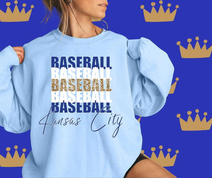 The Red Rival Wholesale - Kansas City Baseball Repeat Blue Graphic Sweatshirt: Medium