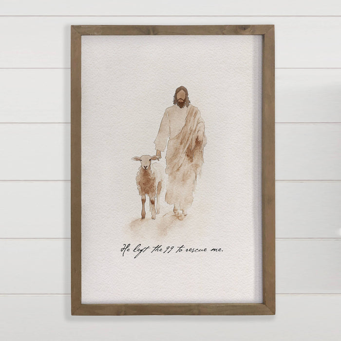 Hangout Home - Jesus Sheep Rescue Me - Jesus Canvas Art - Wood Framed Art: 6x10" Mini Canvas Art with Wood Box Frame