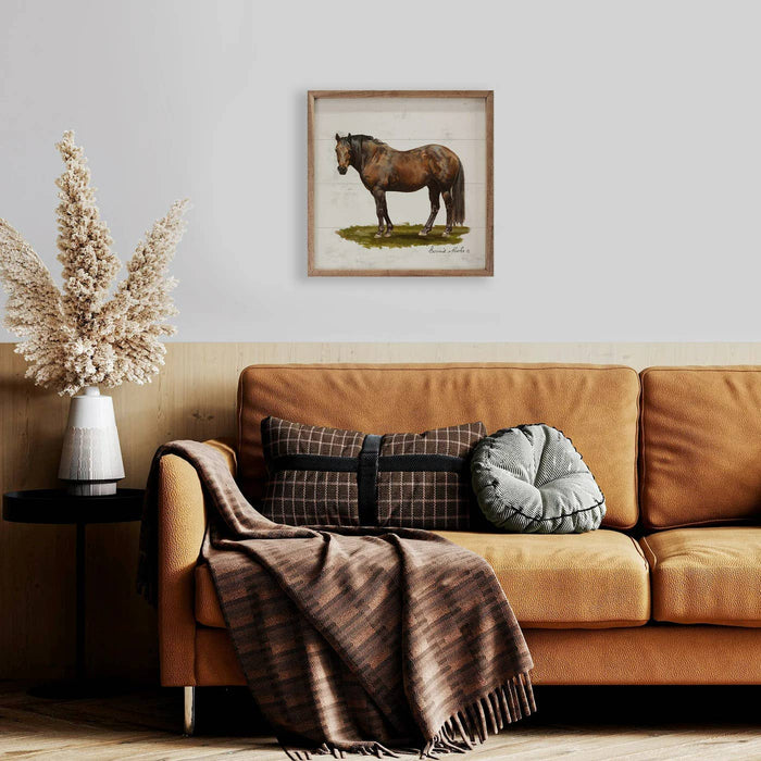 Kendrick Home - Horse On Grass By Bonnie Mohr: 4 x 4 x 1