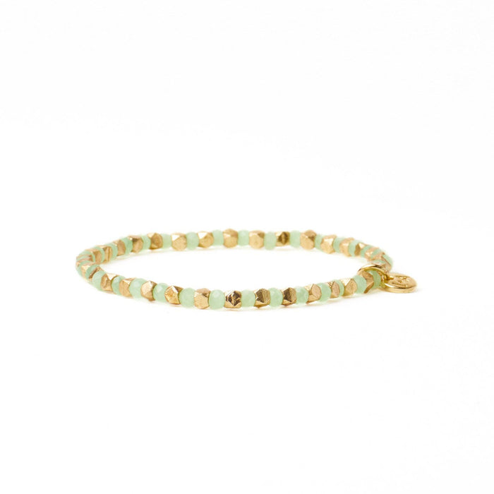 INK + ALLOY - Louise Crystal Stretch Bracelet Mint + Gold Wholesale