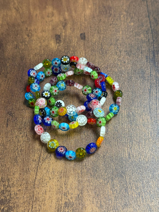 Paco Designs - Millefiori Glass Beaded Bracelets: Adult- 7.5inches