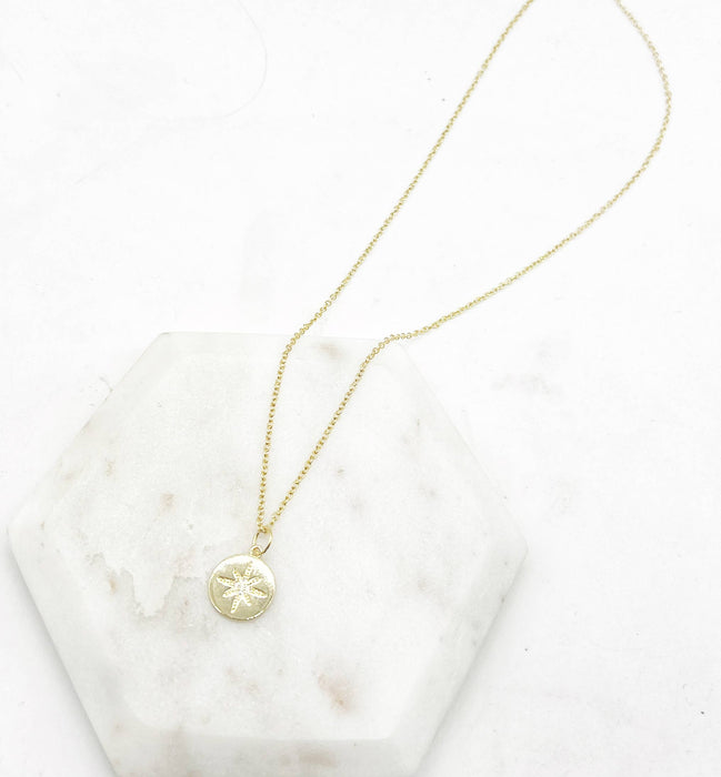 Baubles by B - Gold Star Disc Celestial Medallion Charm Necklace Layering