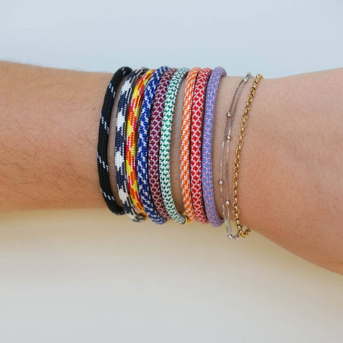 Nickel and Suede - Orange & White Minimalist Cord Bracelet: Gold