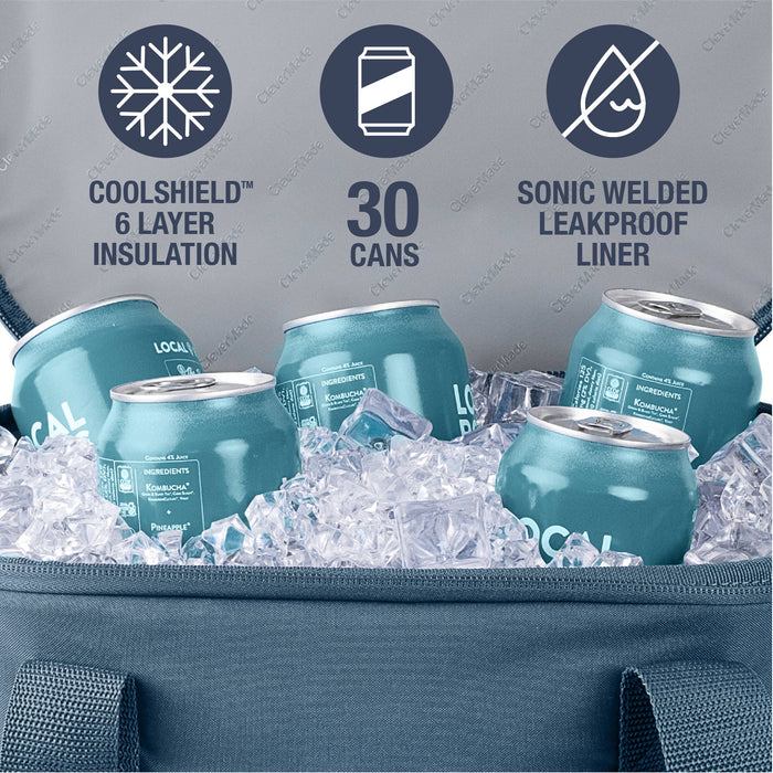 CleverMade - Pacifica Collapsible Cooler: Charcoal/Cognac / 50 Can