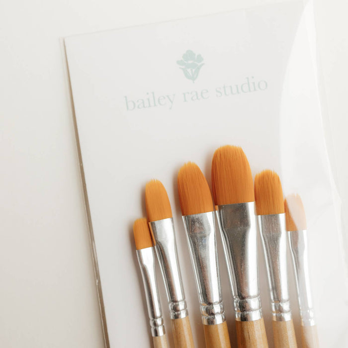 Bailey Rae Studio - Filbert Watercolor Brush Set -- 6 piece