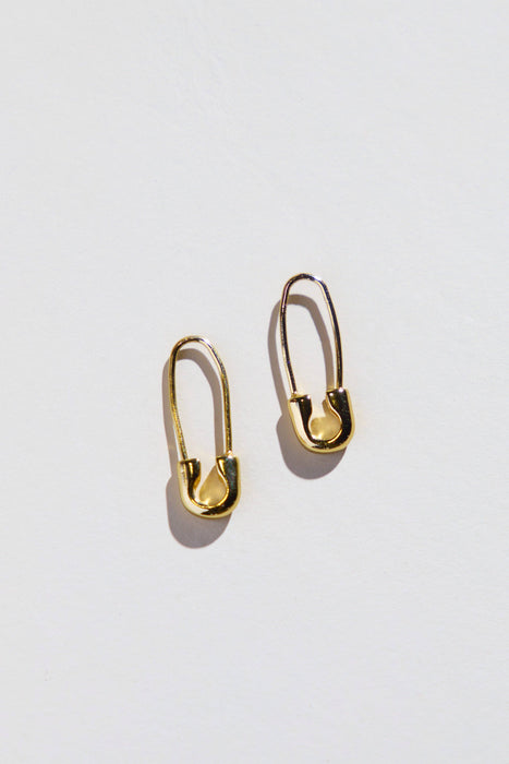 Nickel and Suede - Safety Pin Threader Earrings: Gold