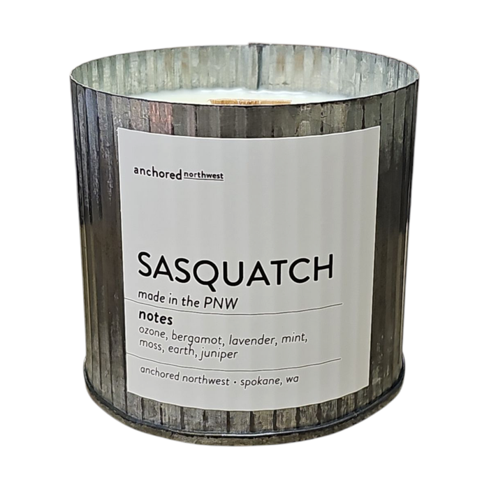 Anchored Northwest - Sasquatch (Bigfoot) Rustic Vintage Wood Wick Candle PNW: 10oz