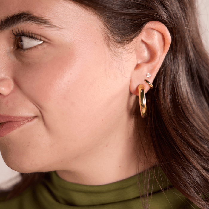 Nickel and Suede - Gold Hollow Statement Hoops: Gold / M