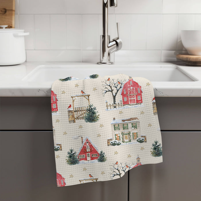 Canary Road - Christmas Tree Kitchen Tea Towel Waffle Holiday Farmhouse: Transparent Cellophane Sleeve