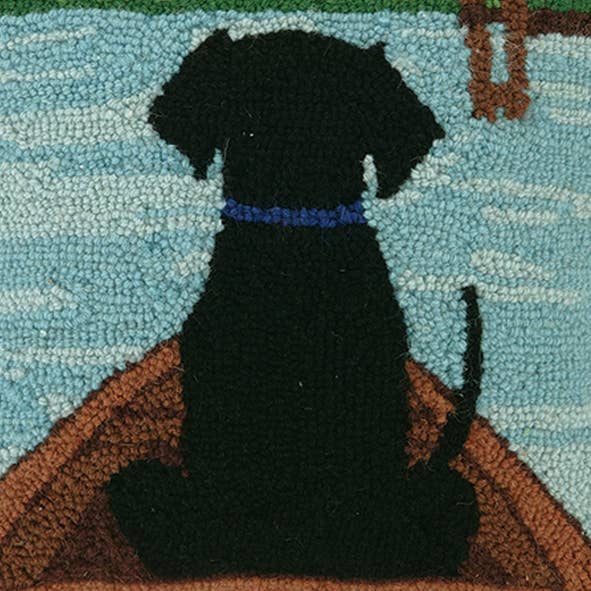Peking Handicraft - Black Lab In Canoe Hook Pillow