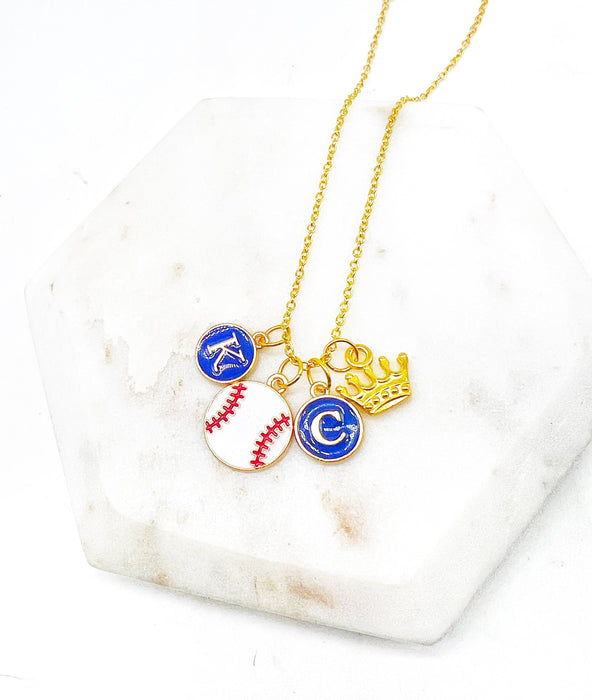 Baubles by B - KC Kansas City Royals Baseball Crown Charm Necklace Enamel