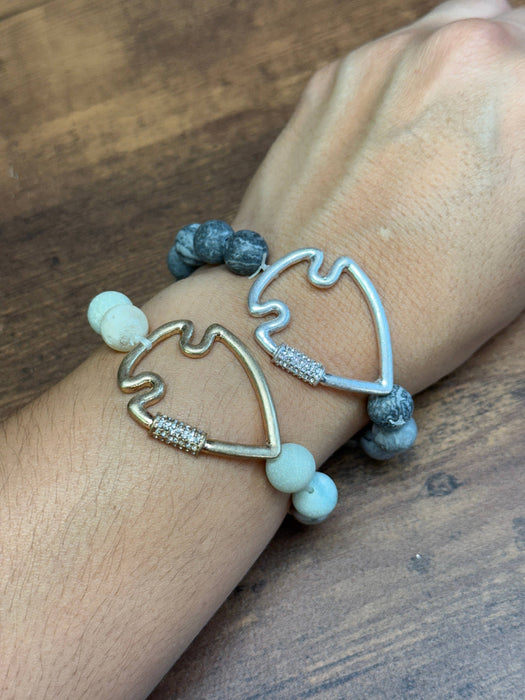 Paco Designs - NEW! Bling Arrowhead Chunky Stone Stretch Bracelet: Amazonite