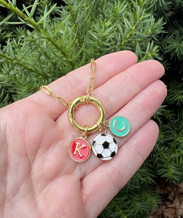 Baubles by B -  KC Current Soccer Charm Enamel Kansas City Necklace