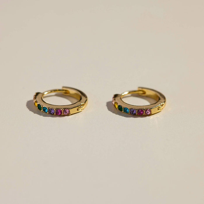 Nickel and Suede - Rainbow Pavé Huggies