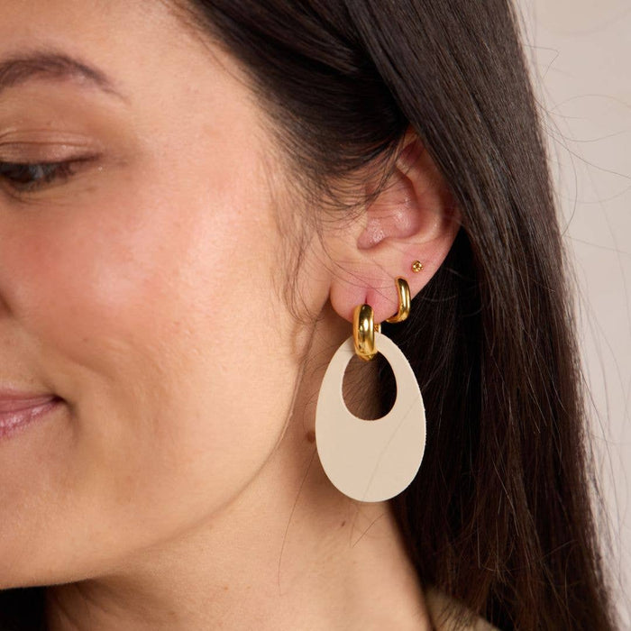 Nickel and Suede - Gold Waterproof Square Huggie Earrings: Gold