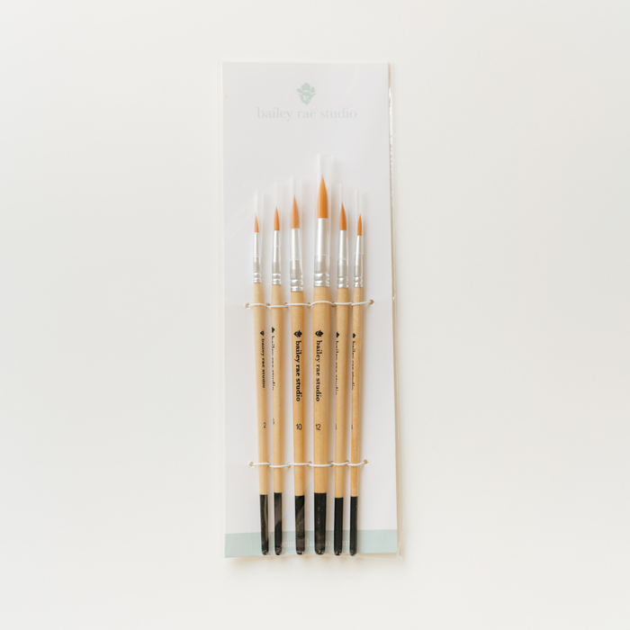 Bailey Rae Studio - Round Tip Watercolor Brush Set -- 6 piece