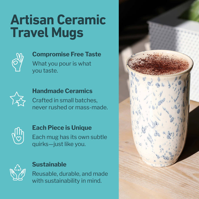 Nova Ceramics Travel Mugs - Orchid Ceramic Travel Mug – 16oz with Lid & Sleeve