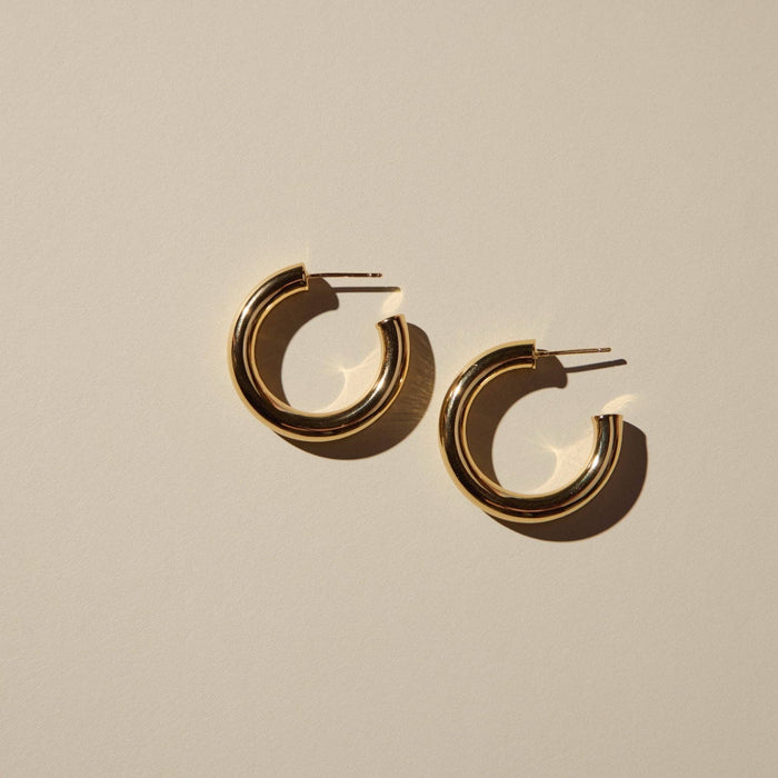 Nickel and Suede - Gold Hollow Statement Hoops: Gold / M