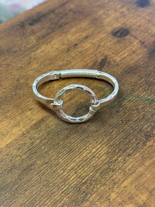 Paco Designs - Hammered Matte Finish Circle Cuff Bracelet (Gold or Silver): Silver