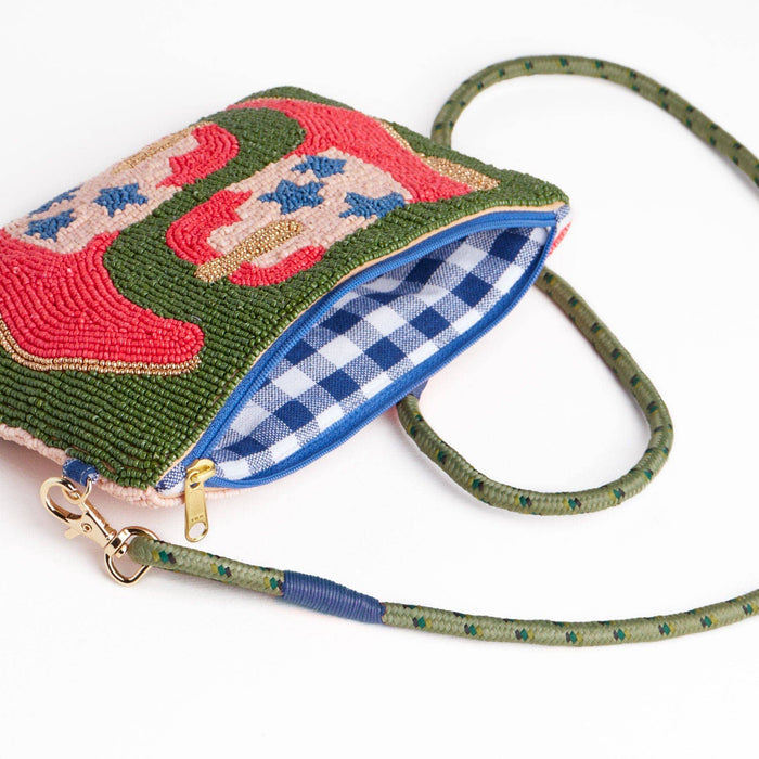 INK + ALLOY - Leila Red Boots Seed Bead Clutch With Strap Wholesale