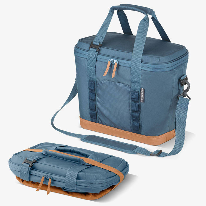 CleverMade - Pacifica Collapsible Cooler: Charcoal/Cognac / 50 Can