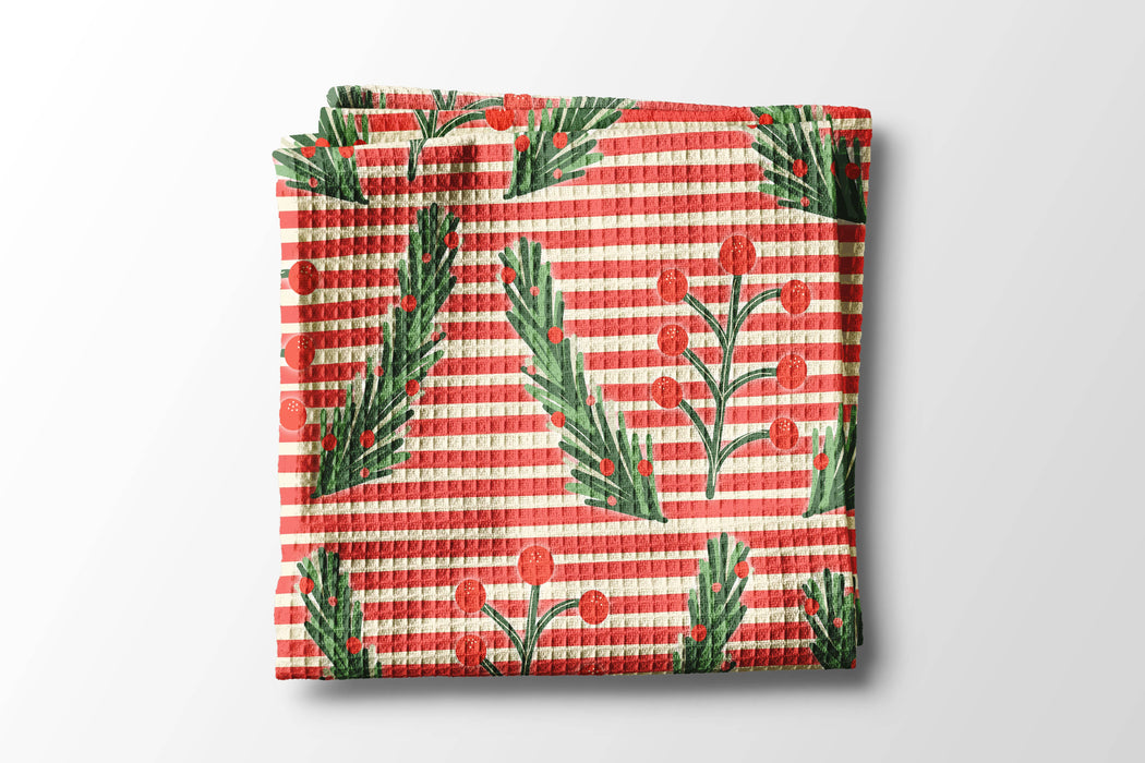 Canary Road - Christmas Retro Kitchen Tea Towel Waffle Holiday Baking: Transparent Cellophane Sleeve