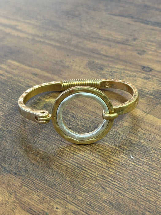 Paco Designs - Two Tone Hammered Full Circle Cuff: Gold